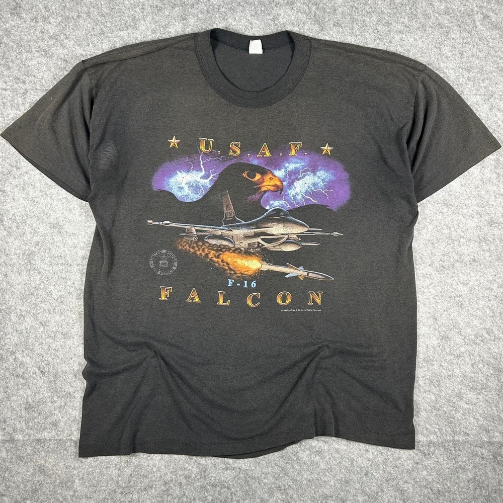 Vintage 90s 1994 USAF F-16 Falcon Air Force Military T-Shirt (Size XL)